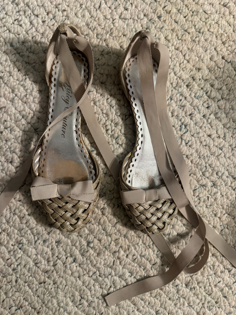 Juicy Couture Woven Ankle Tie Flats